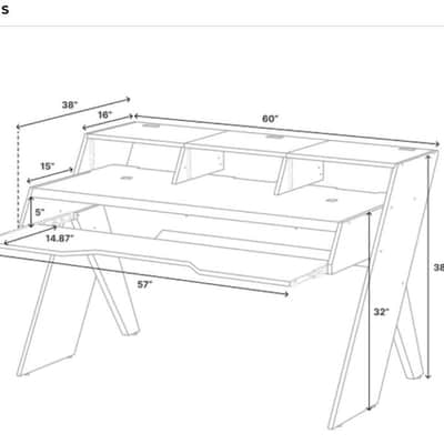 De-Fi Platform Studio Production Desk + Sidecar Rack / Shelf / Cupboard. 2021 - Driftwood Grey image 10