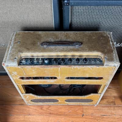 1956 Fender Bassman 5E6 Vintage Tweed Narrow Panel Pre CBS 4x10 Tube Combo Amplifier! image 5