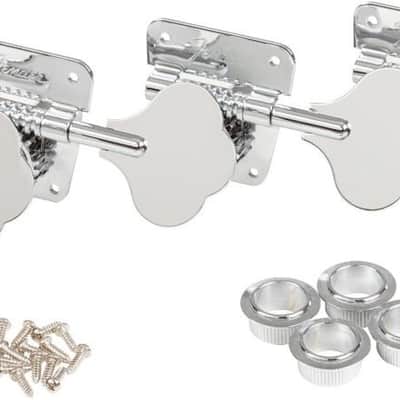 Genuine Fender American Vintage 70s Logo Cloverleaf Tuners for P/J Bass, CHROME image 5