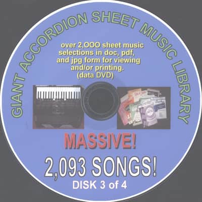 Massive Collection of Accordion Sheet Music 4-DVDS WITH 2093 Selections image 3