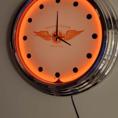 Gibson Guitars Orange Neon Wall Clock Killer Cool Man Cave, Bar, Garage Item image 5
