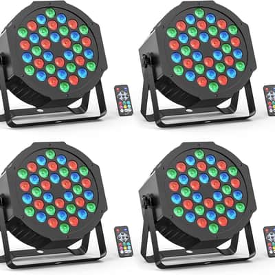 36LED Stage Par Light RGB Par Light DMX Lighting Stage Uplights for Events Music Dances Shows Party Wedding Church School Christmas Club (4 Packs) image 1
