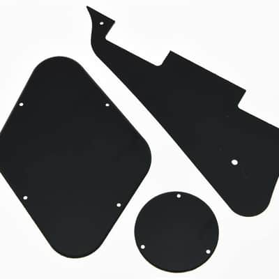 Jiayouy 1 Set 1Ply Electric Guitar Pickguard Scratch Plate Backplate Switch Covers with Silver Bracket for Gibson Les Paul Style Guitar Replacement Black image 3