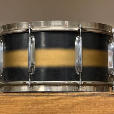1940's WFL 7"x14" Black & Gold Duco Zephyr Lug Snare Drum image 4
