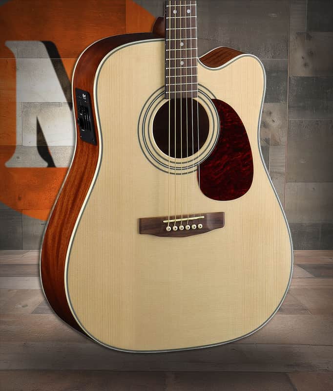 Cort MR500EOP MR Series Dreadnought Acoustic Electric Cutaway Guitar - Open Pore image 1