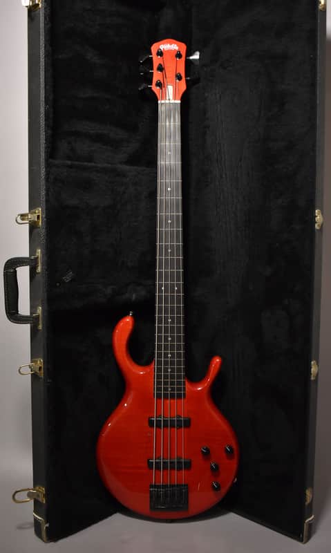 1990 Pedulla MVP-5 Bass Fretless Conversion 5-String Red w/HSC image 1