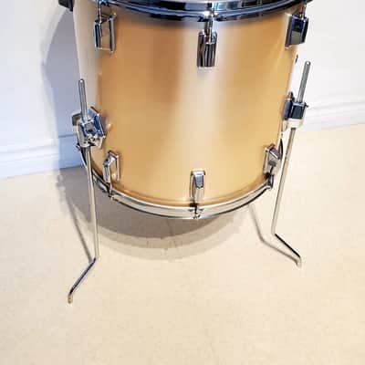 VTG 1970 PEARL 16"x16" Gold Satin "Phenolic" Floor Tom Drum  - Gorgeous Clean A+ image 5
