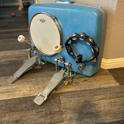 “BLUE DOG” busker style suitcase drum by Vintage Suitcase Kick Drums image 3