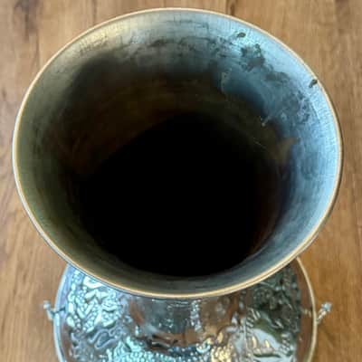 Vintage Aluminum Floral Darkuba Hand Drum 12" Read Description image 5