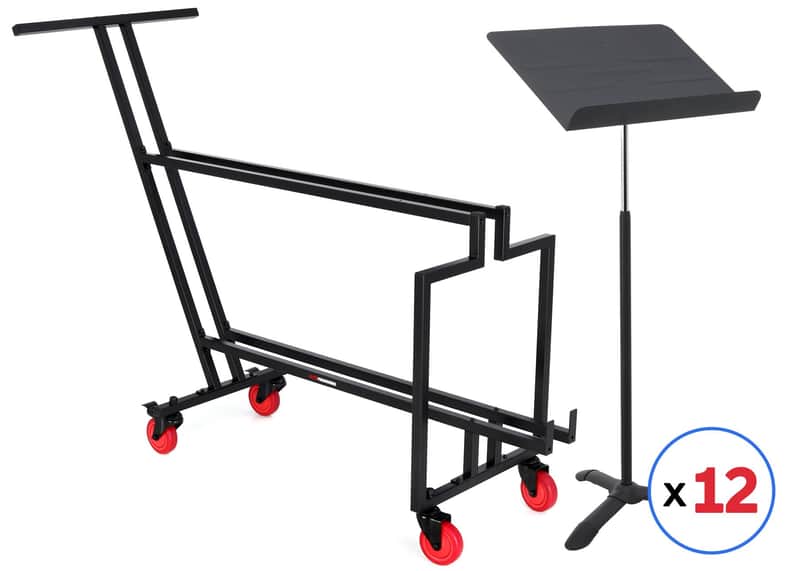 Gator Frameworks Sheet Music Stand Cart with 12 Stands image 1