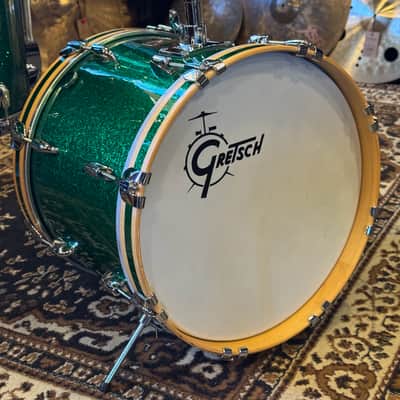 USED 1990's Gretsch USA Custom Square Badge Drum Set in Green Sparkle image 6