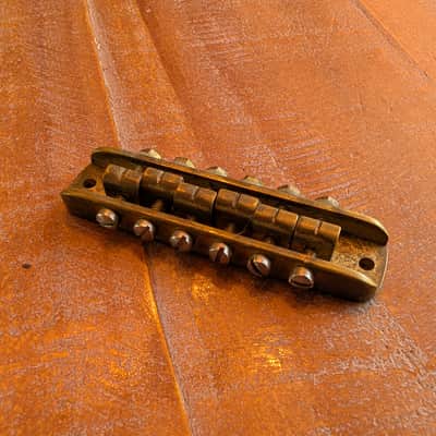 Stars Guitars Alembic Tune-O-Matic Guitar Bridge BRANDED 1970s Brass image 1