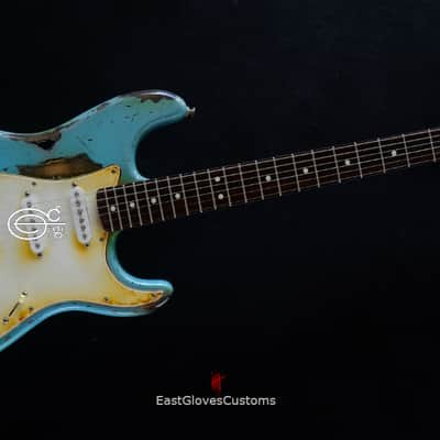 Fender Stratocaster 50th Anniversary Daphne Blue/Silver Aged Relic image 12