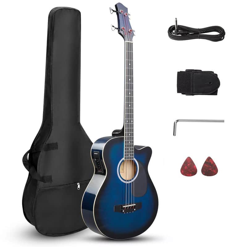 Acoustic Bass Guitar Kit with Built-In EQ, Portable Bag, and Accessories – Full Size 4-String image 1
