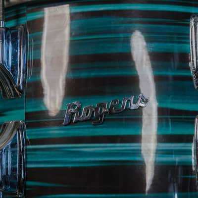 Vintage Rogers Turquoise Strata 14x22 8x12 and 16x16 Drum Set image 9