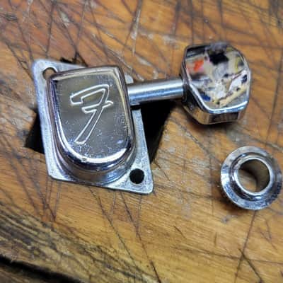 Vintage Fender 6 in a line Split Shaft F Tuner Strat Tele Electric Guitar Luthier Parts - Chrome image 1