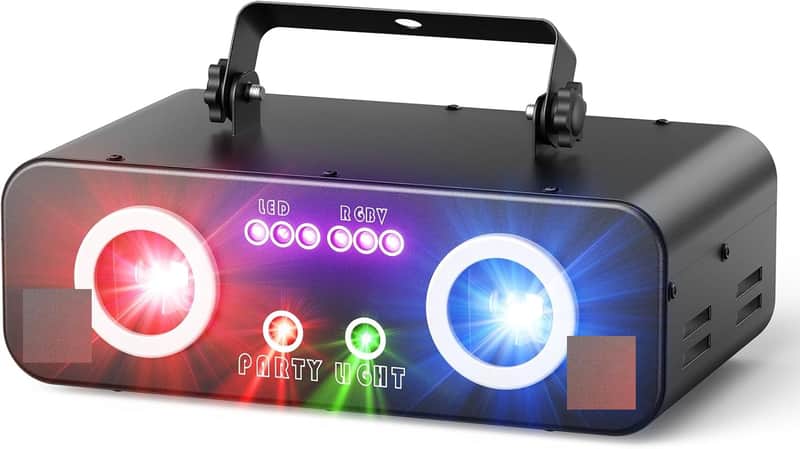 Laser Lights for Party, Professional 5 in 1 Laser Light Show Projector Support, Sound Activated with Remote Control for Indoor Parties Disco Club Bar Stage Lighting image 1