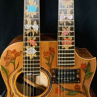 Blueberry Double Neck Acoustic & Electric Guitar -  Handmade with Seymour Duncan Pickups Built to Order in 90 Days image 11