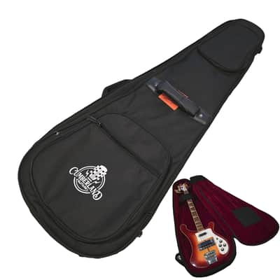 Cumberland Guitars - Embroidered Deluxe Teardrop Electric Bass Guitar Case - Black / Burgundy image 1