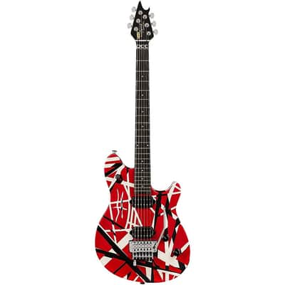 EVH Wolfgang Special Satin Striped Electric Guitar Regular Satin Red, Black, and White image 3