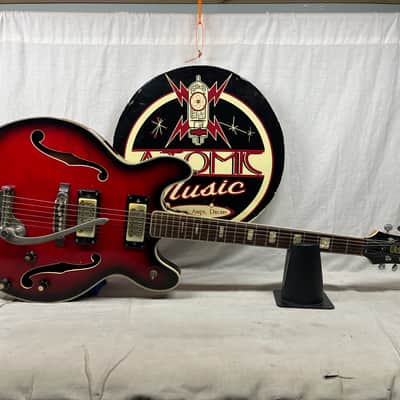 Univox Coily U1825 Hollow Body Guitar MIJ Made In Japan Vintage Redburst - AS IS! needs new nut image 1