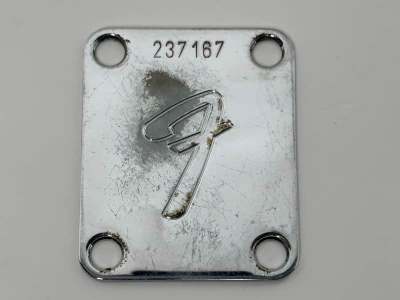 Vintage Style Neck Plate F stamped with Serial Number - Custom number choice - Chrome - Aged - Relic image 1