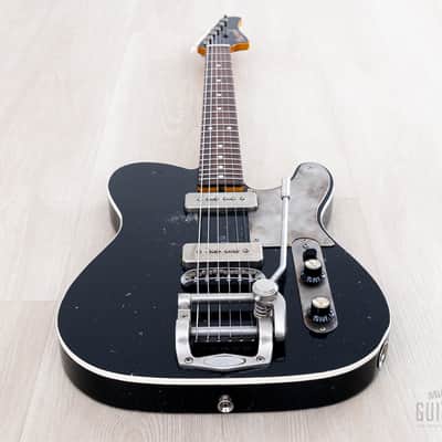 2021 Macmull Heartbreaker Custom P-90 HB-C T-Style Black Relic w/ Bigsby, Case & CoA image 11