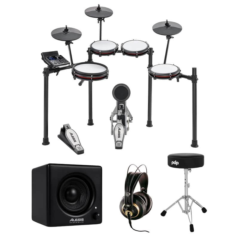 Alesis Nitro Max Electronic Drum Kit + Drum Monitor + Headphones + Throne image 1