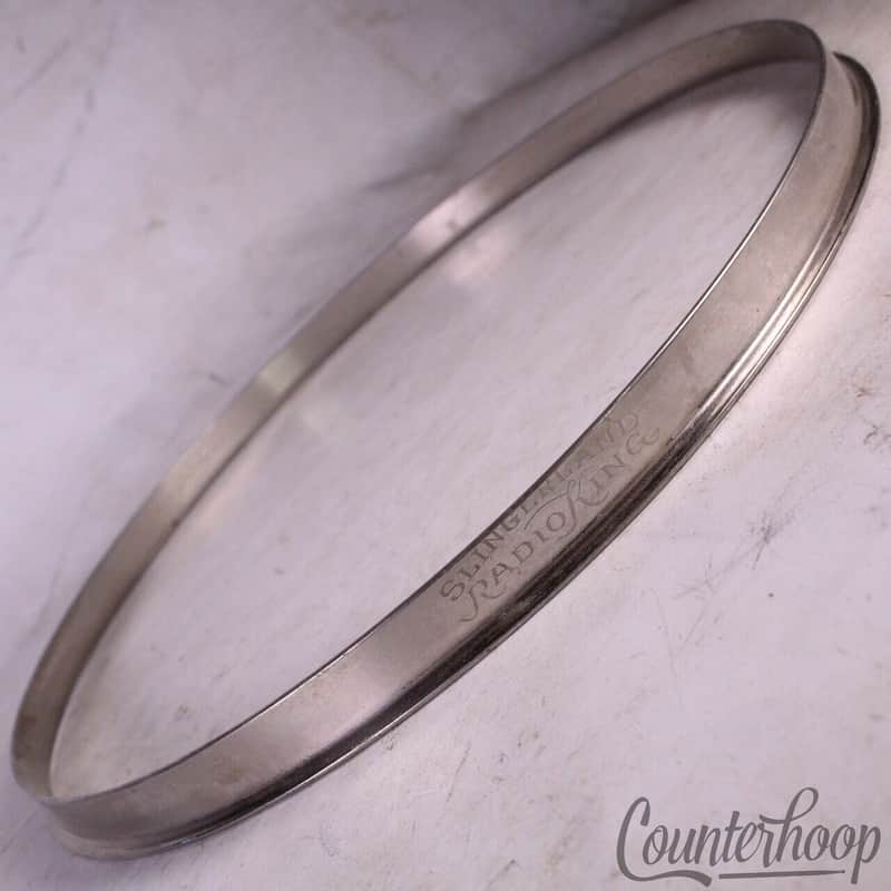 *Slingerland 14"Engraved Radio King Brass Single-Flange Snare/Tom Drum Hoop/Rim image 1