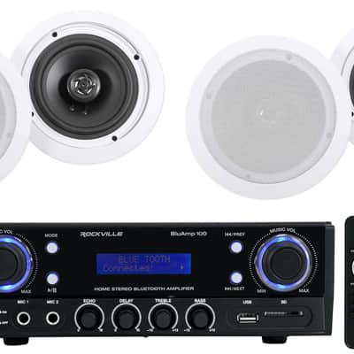 Rockville BLUAMP 100 Home Stereo Receiver Amplifier+(4) 6.5" Ceiling Speakers image 17