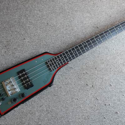 Vintage 1980s Hondo Rare Alien Headless Bass Blue With Red Stripe Logo MIJ Clean Kramer Duke Clone No Case image 1