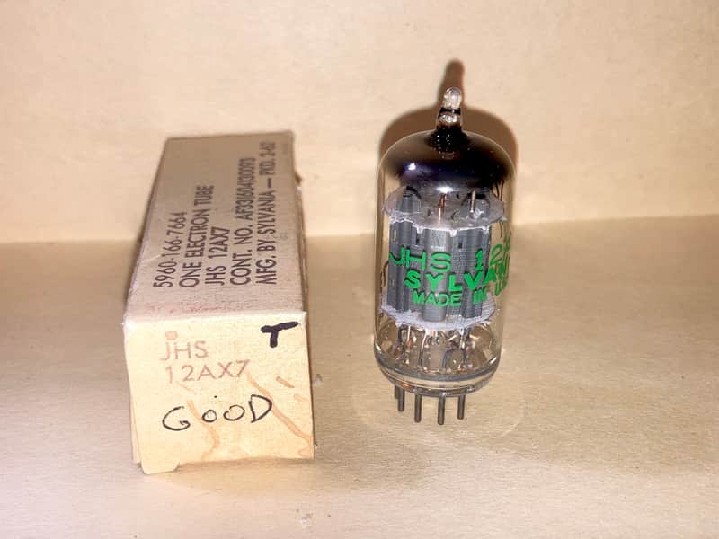 1962 Sylvania 12AX7 12AX7WA ECC83 Long Gray Plate JAN Mil-Spec Tube, NOS/NIB, Tested image 1