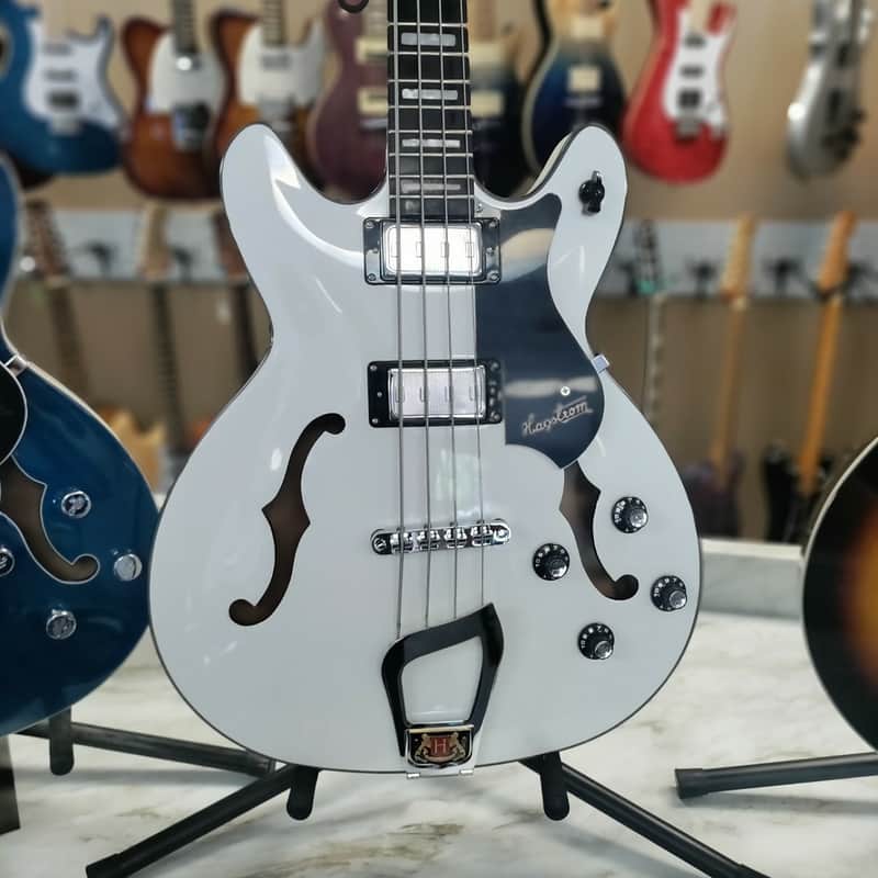 Hagstrom Viking Bass VIKB Simi-Hollow ArchTop  2022 White Gloss image 1