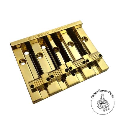 Leo Quan Badass II Hi-Mass 4 String Bass Bridge, 5-Screw Mount - Gold image 2