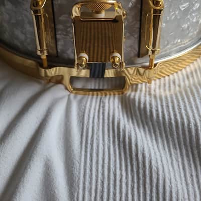 Remo Louie Bellson Signature Snare 1999 White Marine Pearl image 3