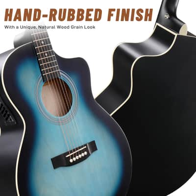 🎸+Amp! Acoustic-Electric Guitar Black +Soft Case/Gig Bag +Tuner +Strap +Picks!🎸 image 6
