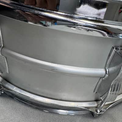 Vintage Ludwig Acrolite Aluminum Snare Drum 8 Lug 14x5” Blue Olive Badge 1976 76 Acrolite 1979 - Brushed Aluminum image 5