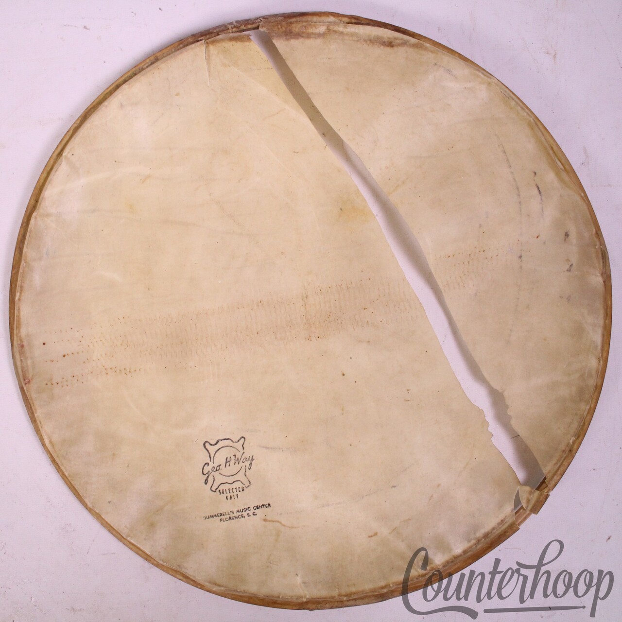 George Geo H Way 14"Calf Skin Snare Drum Slunk Head Batter/Resonant Vintage 6ply — main photograph