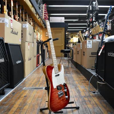 Tom Anderson Custom Top T Classic Contoured Electric Guitar Natural Red Burst w/Binding, Hard Case image 5