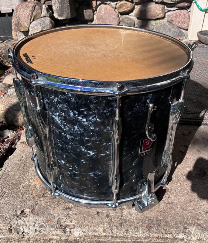 Premier Royal Scot Pipe Band Snare Drum 1979 - Grey Marble and Chrome image 1