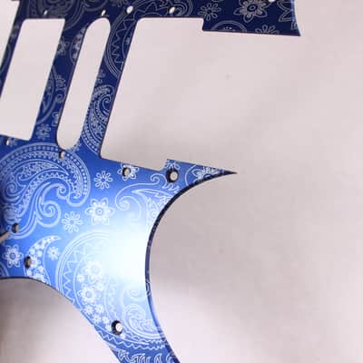 Brushed Blue Paisley Anodized Aluminum pickguard fits Ibanez (tm) RG550 Jem RG  HSH image 3