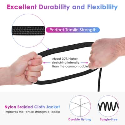 10FT 2 Pack Instrument Cable - Electric Guitar & Bass Guitar Cable with Right Angle 1/4 Inch Connector, Black image 5
