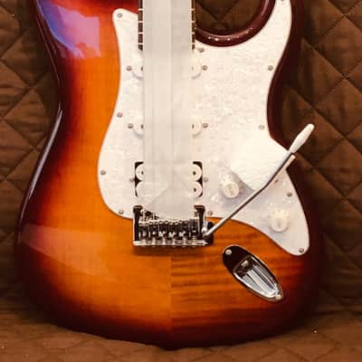 Washburn SFDSB Deluxe Sonamaster Double Cut Solid Body Flame Maple Top Maple Bolt-on Maple Neck 6-String Electric Guitar image 4