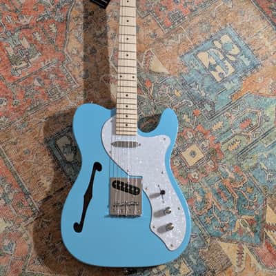 Alden Tv Cruiser 1972 Design T-Style Electric Guitar, Semi-Hollow, Blue, Maple Neck image 2