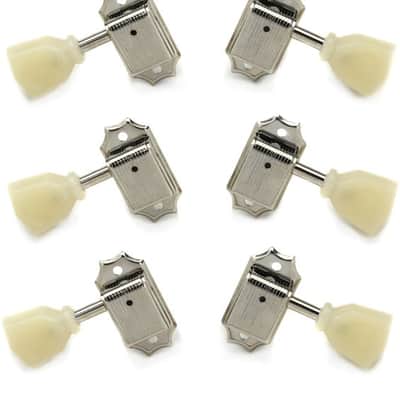Gibson Accessories Vintage Les Paul Tuning Machine Set - Nickel with Pearloid Buttons image 2