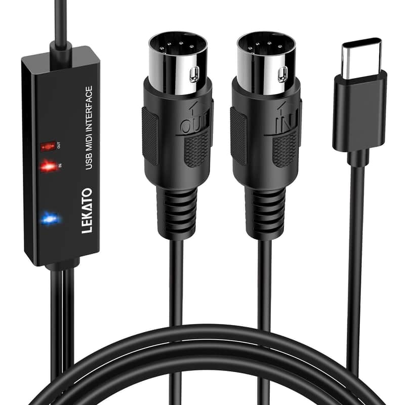 LEKATO MIDI USB C Interface USB MIDI Cable Adapter Fit Windows Mac iOS Android image 1