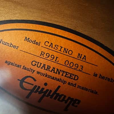 Epiphone 1999 Casino Electric Guitar Gloss Natural Finish Peerless Factory Korea w/ OHSC image 10