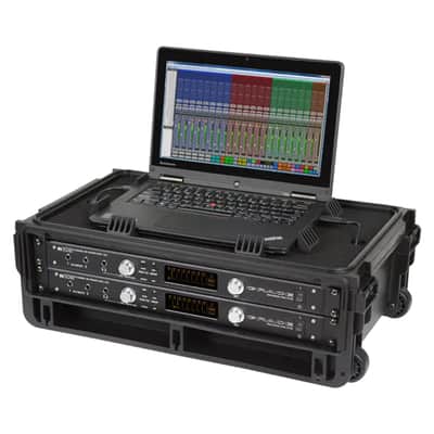 SKB Studio Flyer Rack Case - 2U Waterproof Carry-on with Laptop Surface, Molded Rack Rails, Rubber Cleats and Quiet Wheels, Ideal for Musicians, Black image 7