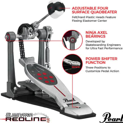 Pearl Eliminator Redline Chain Drive Single Bass Drum Pedal (P2050C) image 2