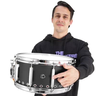 Pearl Matt McGuire 14x6.5" Matte Black Tour Edition Signature "Smart" Snare Drum Unbeaded Steel | Worldwide Ship | Authorized Dealer image 2